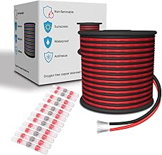LEADTOPS Silicone Electric Wire 22 AWG Red/Black 30.48 Meters/Colour 0.33 mm² 2 Cords 22/2 Flexible Tinned Copper Wire Stranded