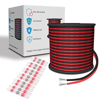 Silicone Electrical Wire 2x100FT 2 Color 22 AWG Flexible Hook up Stranded Tinned Copper Cable Wire 100FT/Color