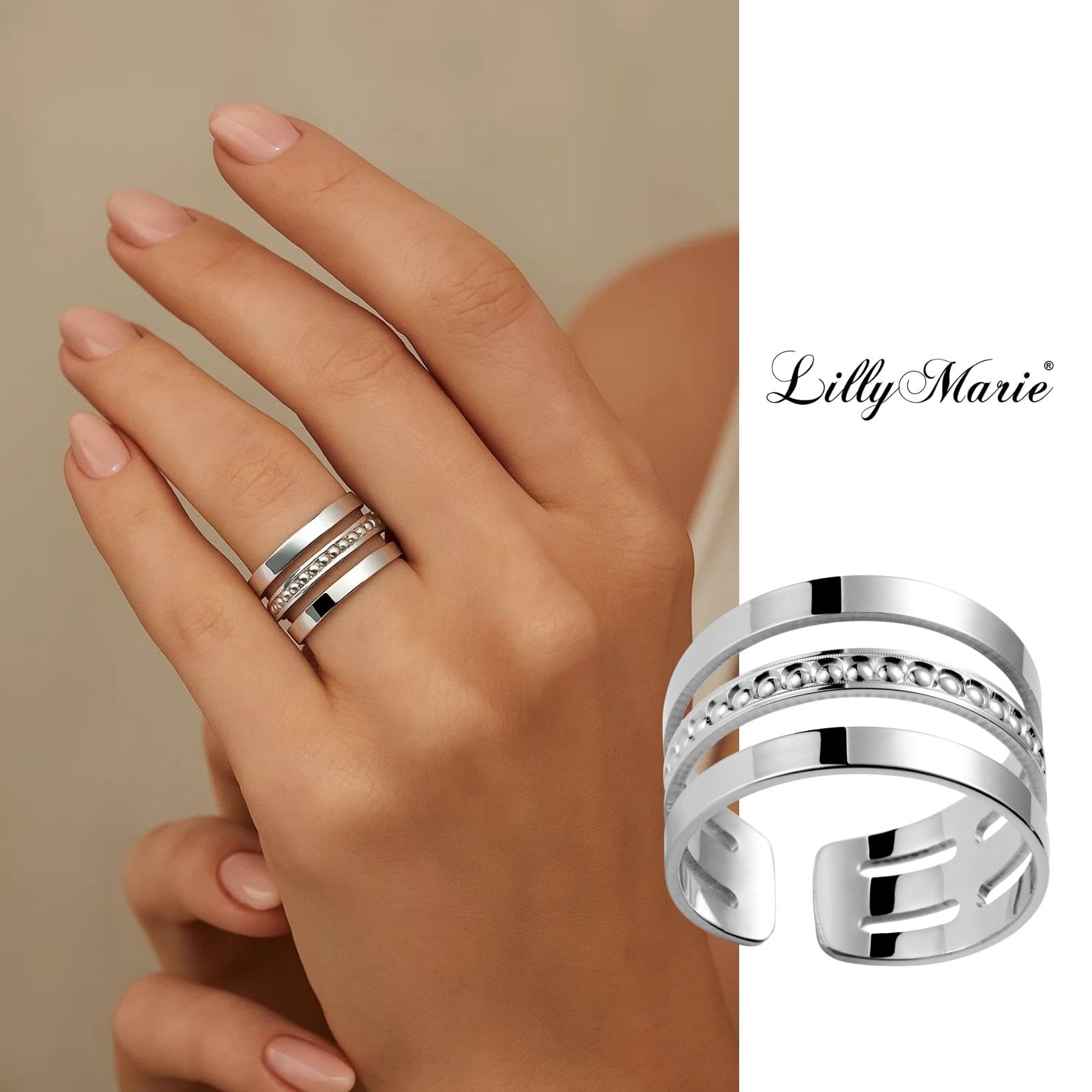 Anillo de plata de ley 925 para mujer, tamaño ajustable, regalo de regalo para mamá