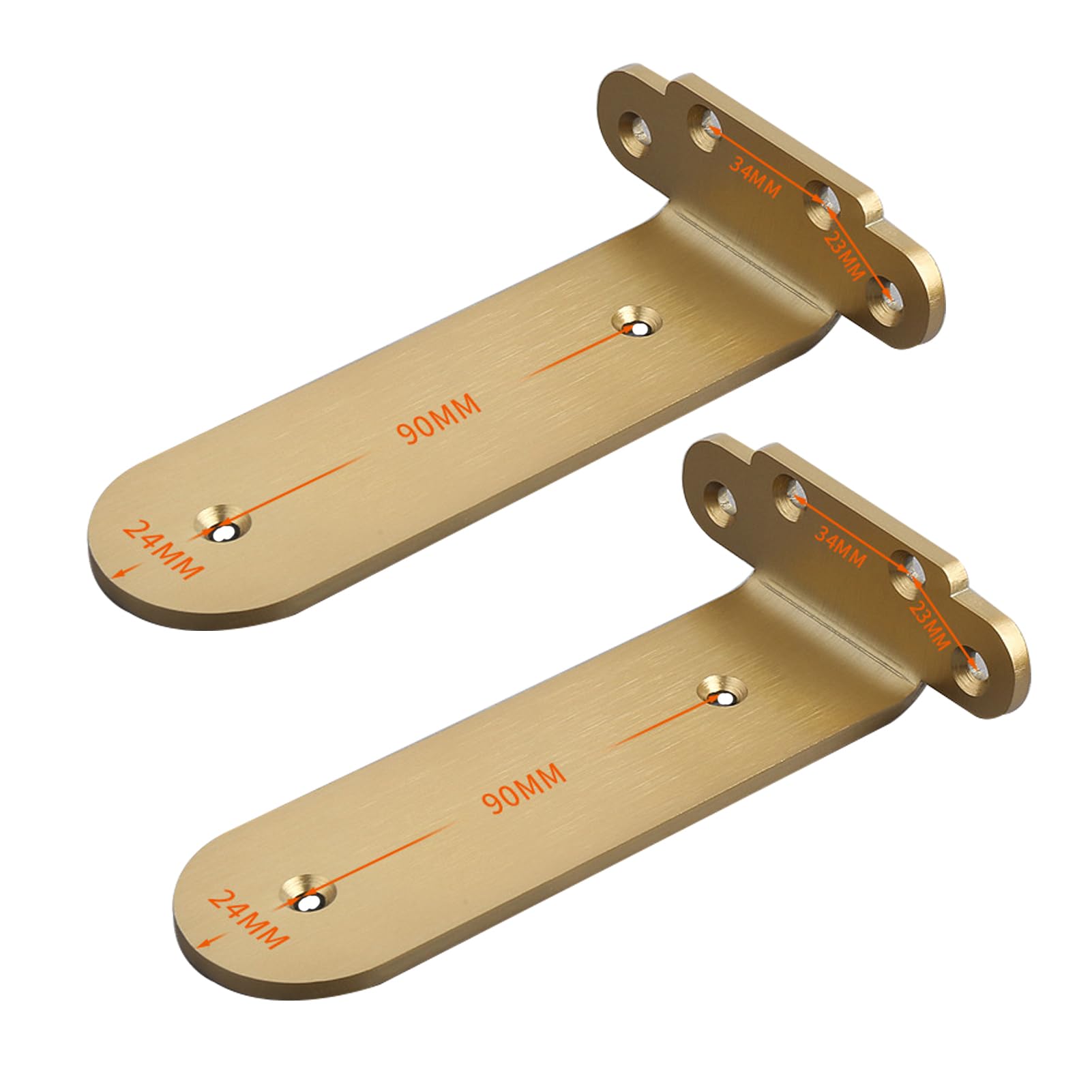 Etuelnopt Brushed Gold Shelf Brackets， Pack Of 2 Floating T-Brackets Hidden Stainless Steel Silver 10-30Cm(,15Cm)