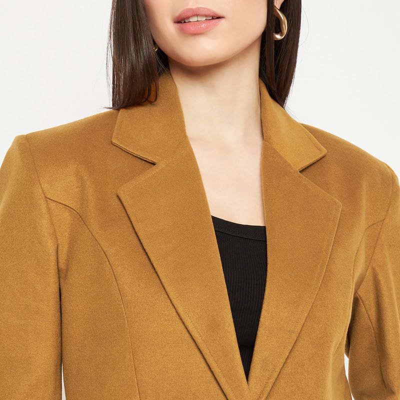 Image of PLAGG Women's Notched Lapel Long Overcoat