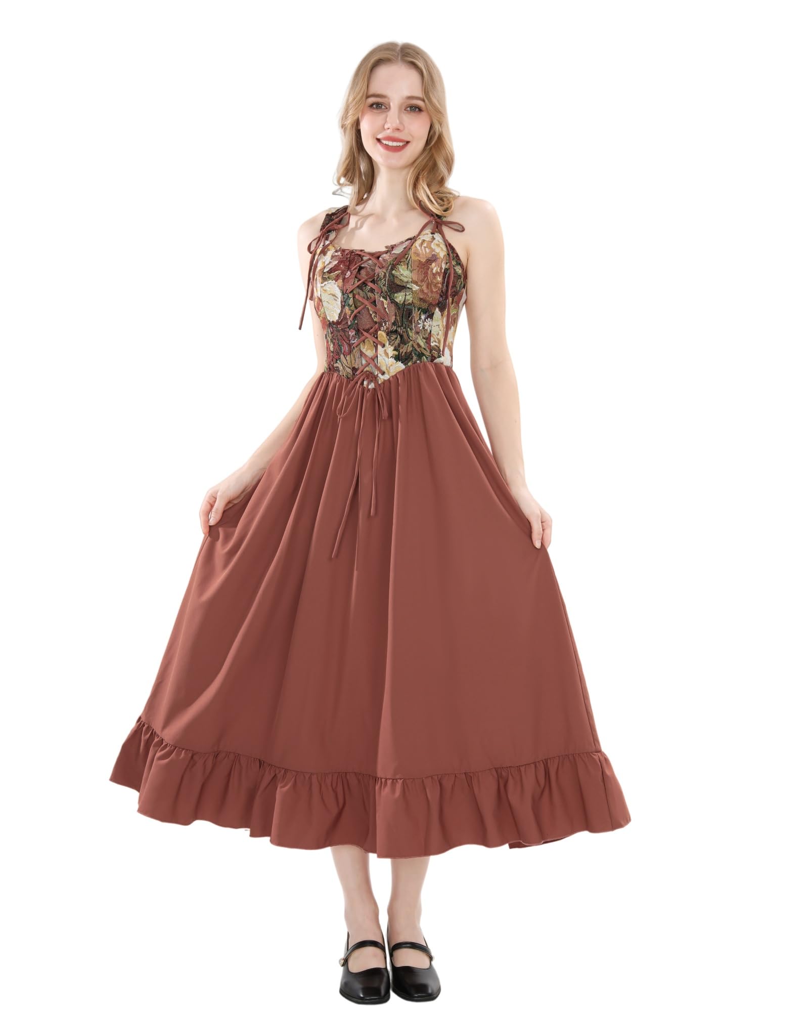Vestido victoriano para mujer Vestido rococó Vestido largo de corsé sin mangas