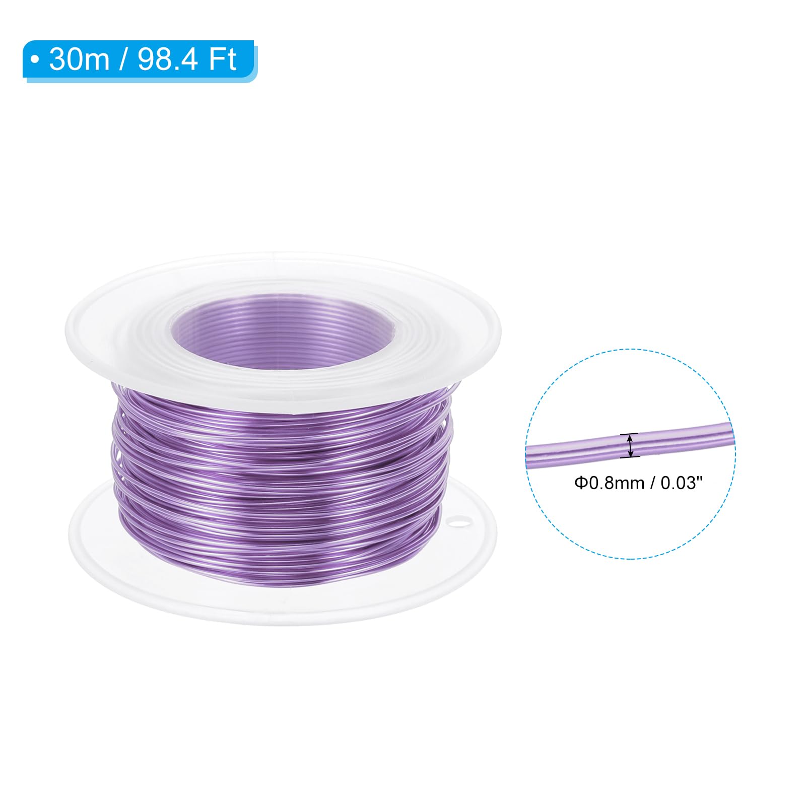 PATIKIL 20 Gauge 0.8mm Aluminum Craft Wire, 98.4 Ft Metal Wire Armature Bendable Wire for Jewelry Making Metal Wrap DIY Light Purple - Image 2