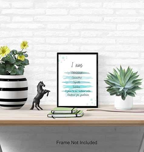Miniatura 5 de Affirmations Wall Art - I Am Positive Affirmations Wall Decor - Self-help Art - Encouragement Gifts for Women - Inspirational Artwork - Blue Home
