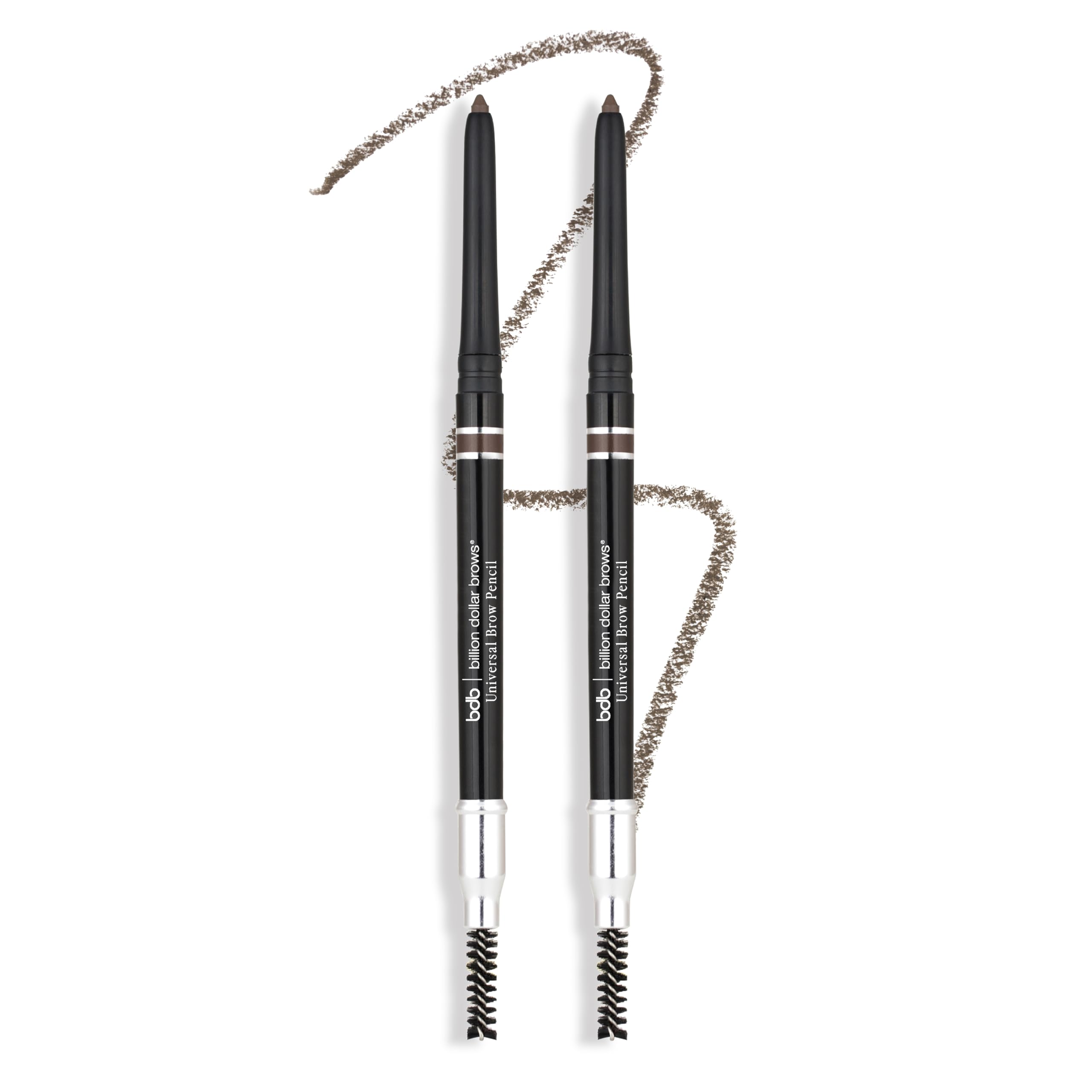 bdb Universal Eyebrow Pencil - Precision Tip & Spoolie, Waterproof, Define Shape & Fill Brows, 2-Pack