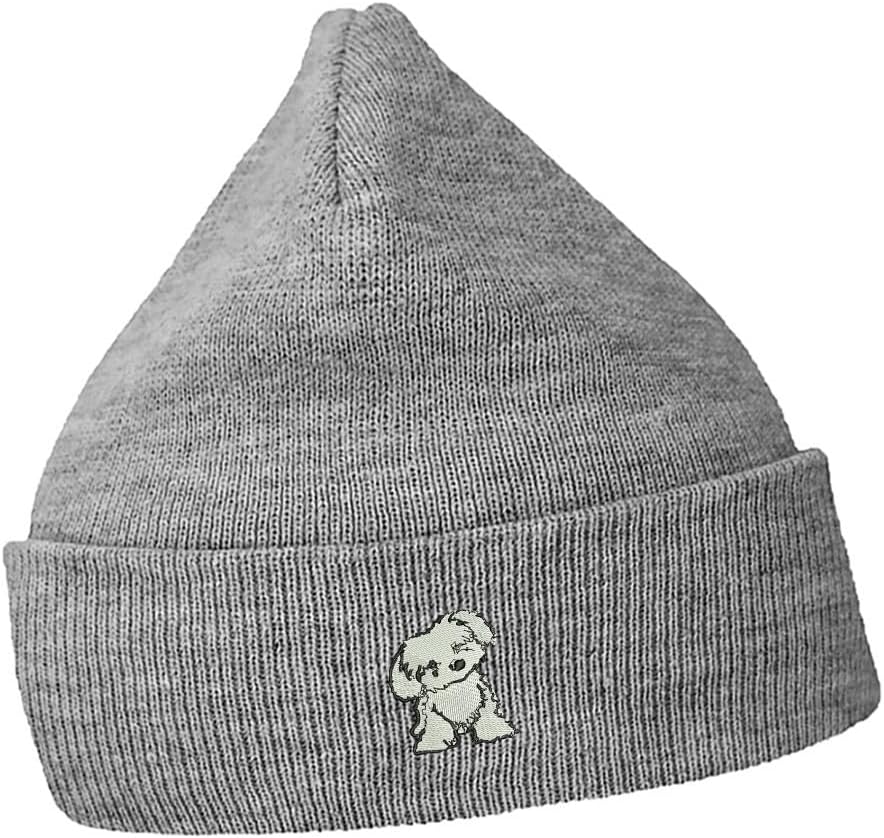 Mens Beanie Hats Maltese Poodle Embroidered Casual Knit Hats Men Women Winter Hat