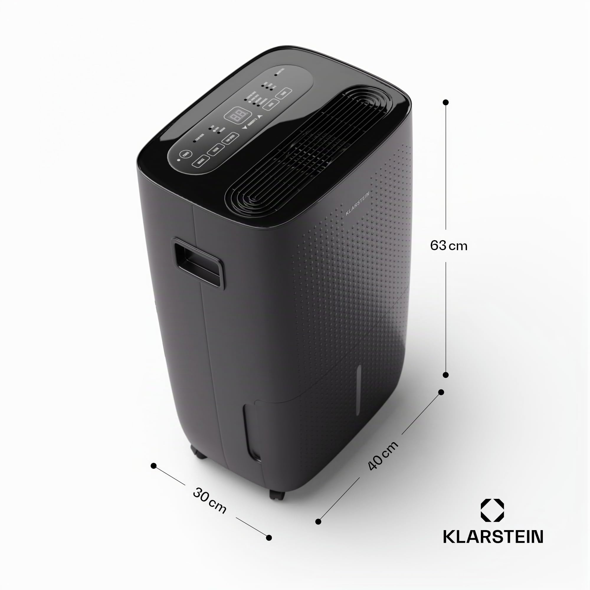 Klarstein DryFy Connect 60L Deshumidificador WiFi, 60L/24h, Depósito 8L, Temporizador 24h, Desagüe Continuo, Control de Humedad, Portátil para Hogar, Habitaciones 45-65m², Antracita