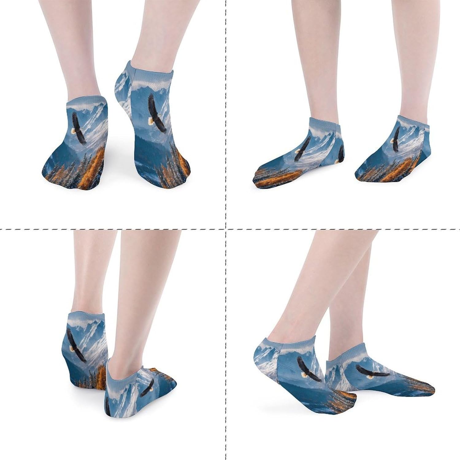 Bald Eaglebird Flying Socks for Men Women 5 Pairs Ankle Socks