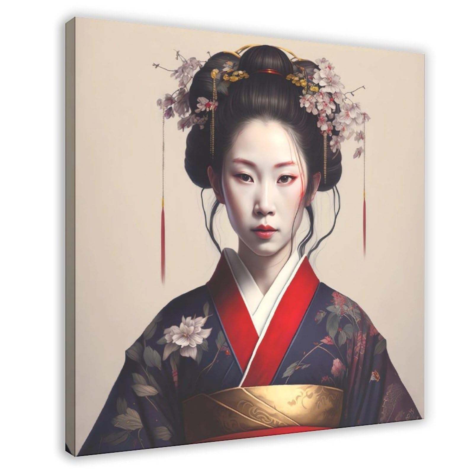 QNVJQKDSI Japanese Geisha Art Canvas Poster Bedroom Decor Landscape Office Room Decor Gift 24" L X 24" W