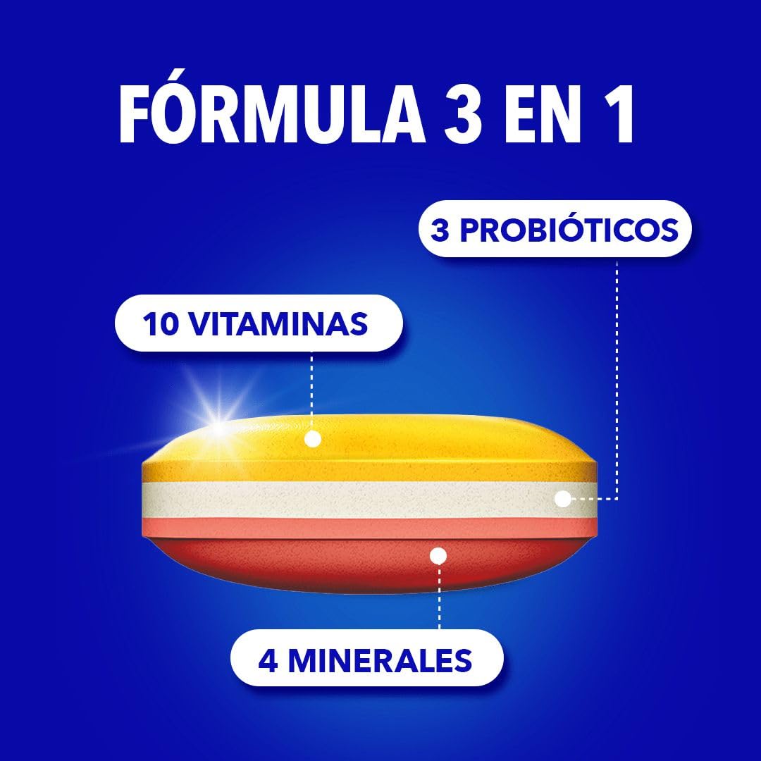 Bion3 Energy Comprimidos Multivitamínicos con Probióticos, Complemento Alimenticio, Reducción de la fatiga¹, Vitamina C, D, Complejo B y Magnesio