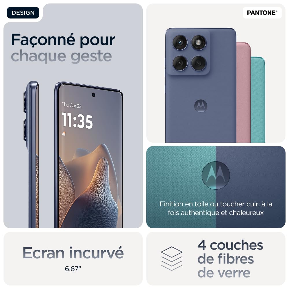 Motorola Edge 60 Fusion 256 GB, odblokowany smartfon, ekran 6,67", aparat 50 MP, bateria 5200 mAh, stream (szary), etui ochronne i kabel USB C w zestawie