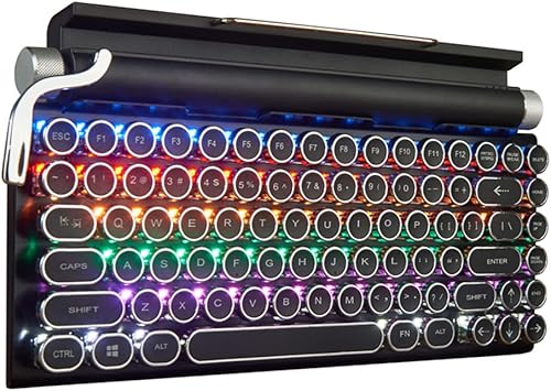 Miniatura 9 de Teclado mecánico de 83 teclas Punto Retro Máquina de escribir Teclado Bluetooth inalámbrico, mecánico de juegos, Interruptor azul anti-fantasma