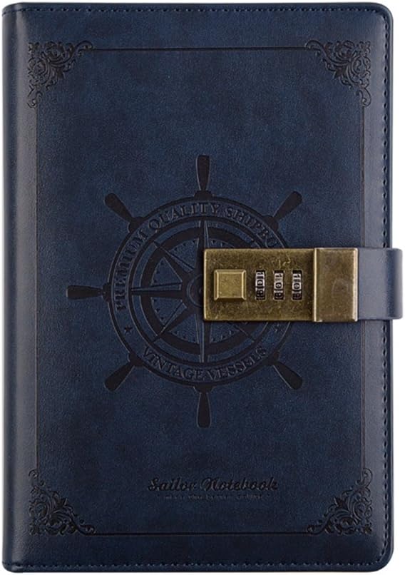 ToiM Retro Business Notebook with A Password Lock Coded Lock for Diary Handbook Notepad Cahier Journal Great Stationery (Without Chinese Writing) (Chestnut-Brown)