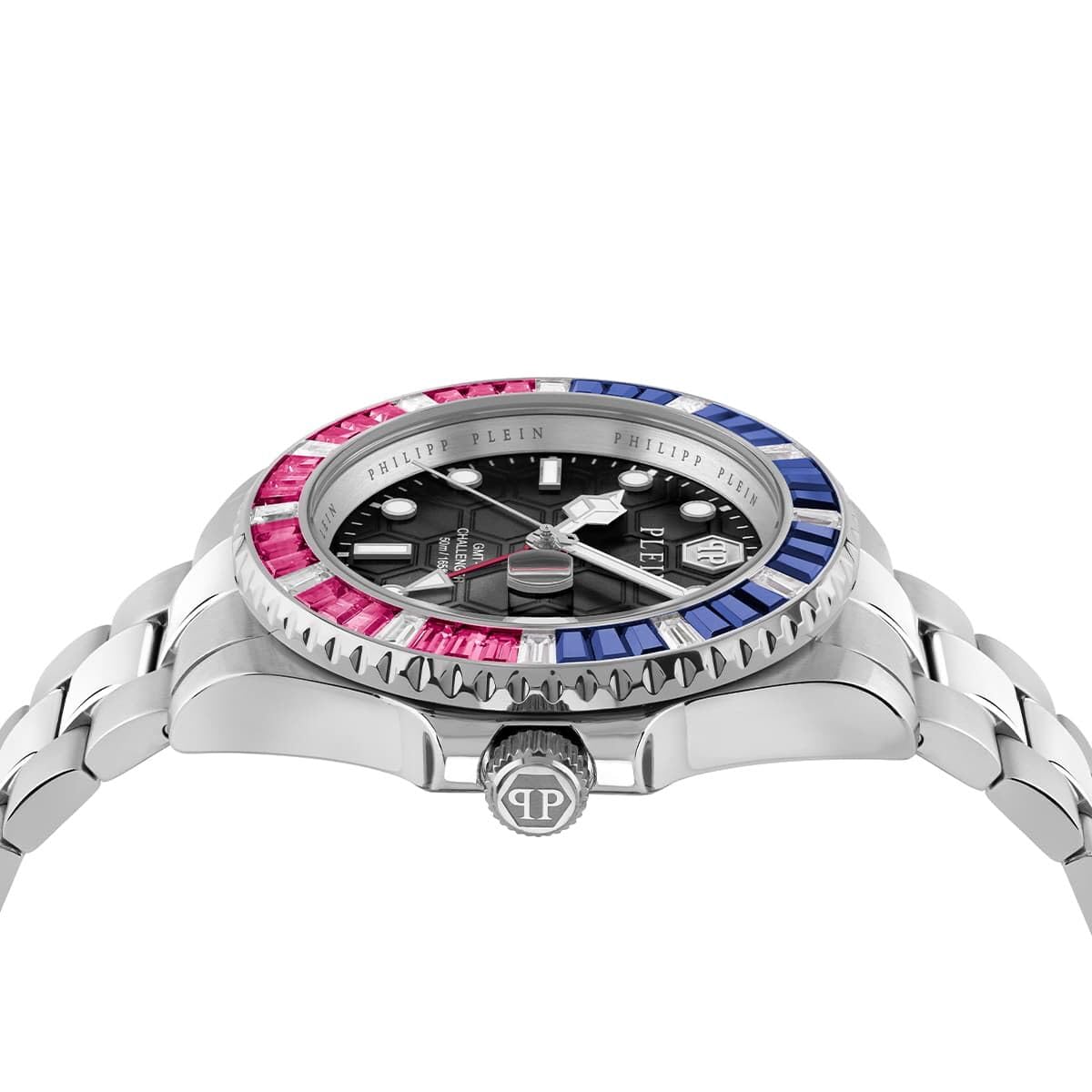 Philipp Plein Unisex Uhr Analog Quarz GMT-I Challenger BAGUETTES Edelstahl