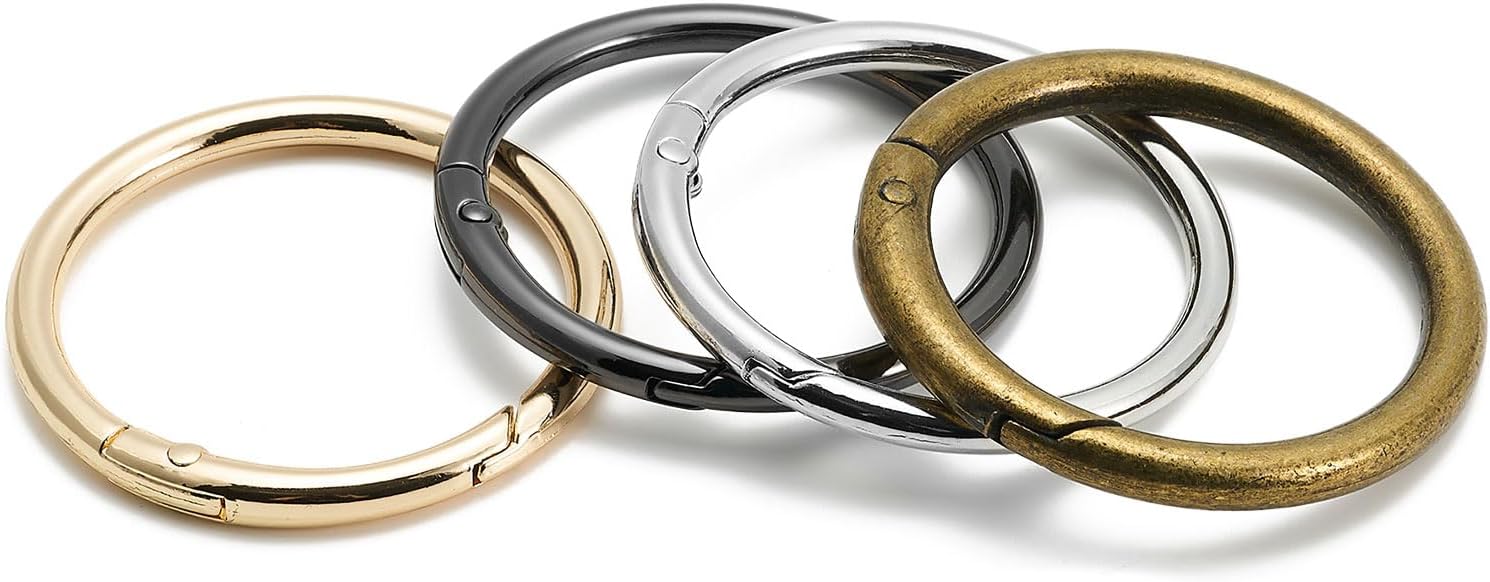 15pcs Trigger Spring O Rings Round,Metal Keychain Ring Round Carabiner Clips for Keyrings Buckle, Bags,Purses - Image 4