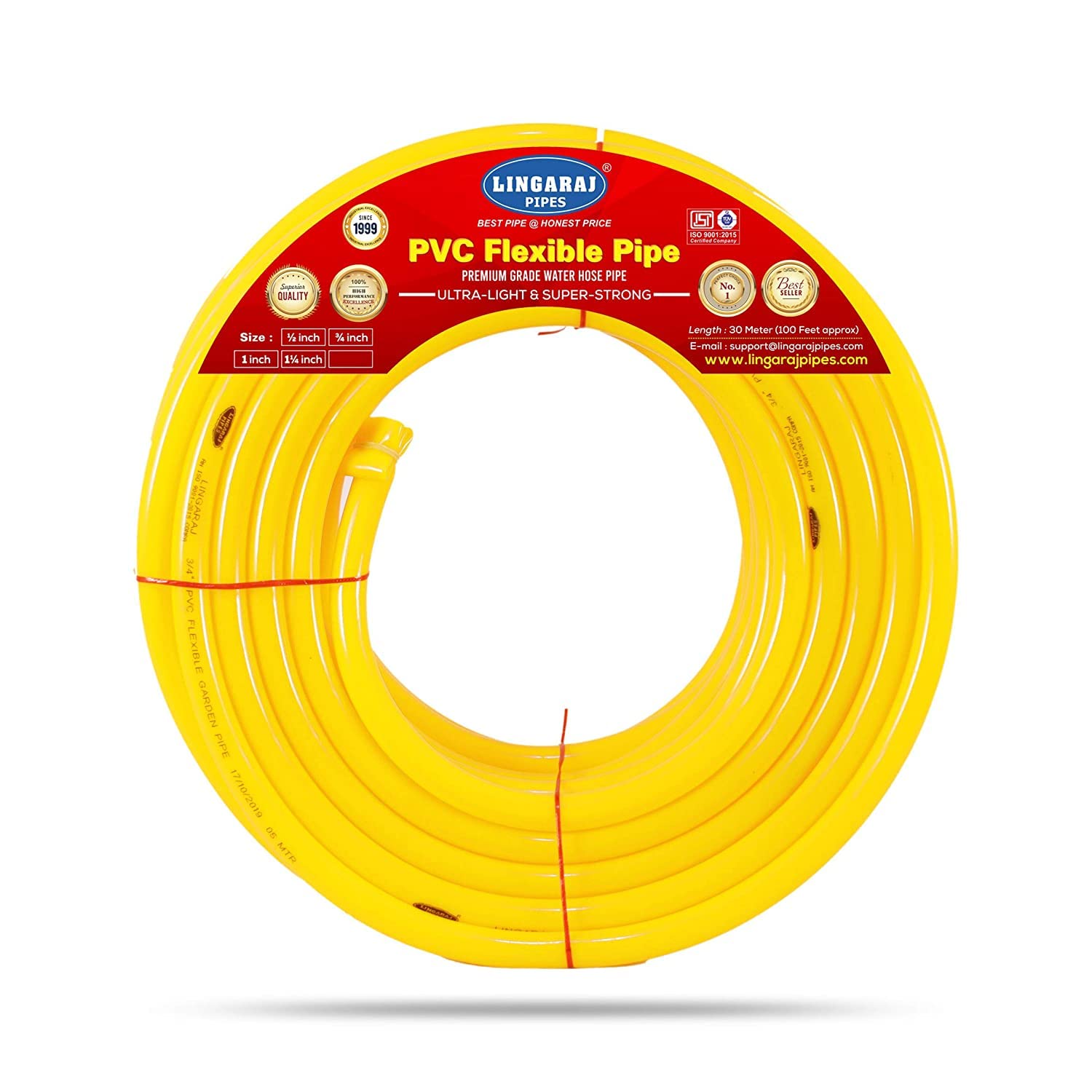 LINGARAJ Easy to Connect 1 Inch Heavy Durable Long Lasting PVC Hose Pipe | Easy to Connect for Home Gardening, Car, Floor Clean, Pet Bath | 15 m Long, Tube Approx 50 ft | Yellow (B0B6CKGN18) Amazon Price History, Amazon Price Tracker