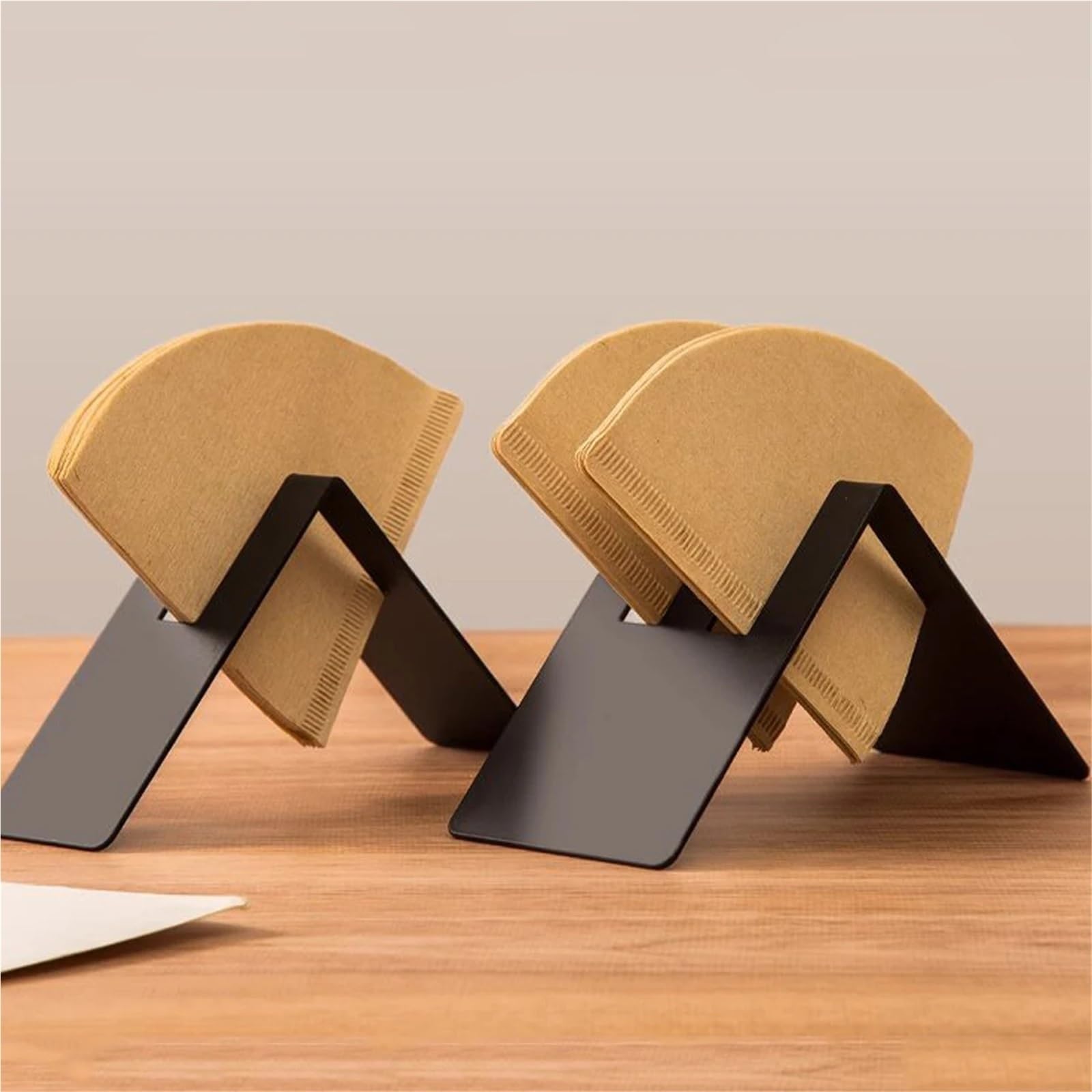 2-teiliges Kaffeefilterpapier-Rack, Kaffeebar-Lagerregal, handgebrühtes Kaffeefilterpapier aus Edelstahl, Halterung mit großer Kapazität Für Kaffeebar(Black 1)