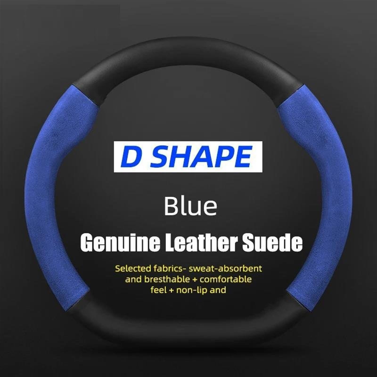Non-Slip Car Steering Wheel Cover for Hyundai I40 I30 I10 Ix35 Ix25 for Tucson for Accent for Creta for Solaris for Kona (Color : D Style B Blue)