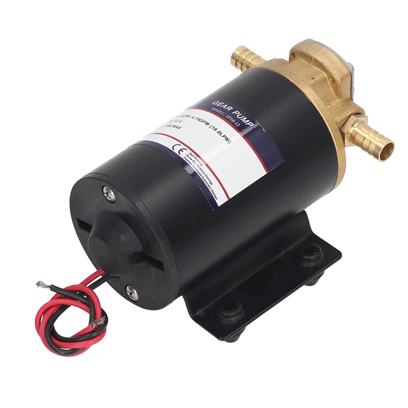 Keenso Bomba de Engranajes Autocebante 4.75 GPM, Latón Duradero (DC12V)