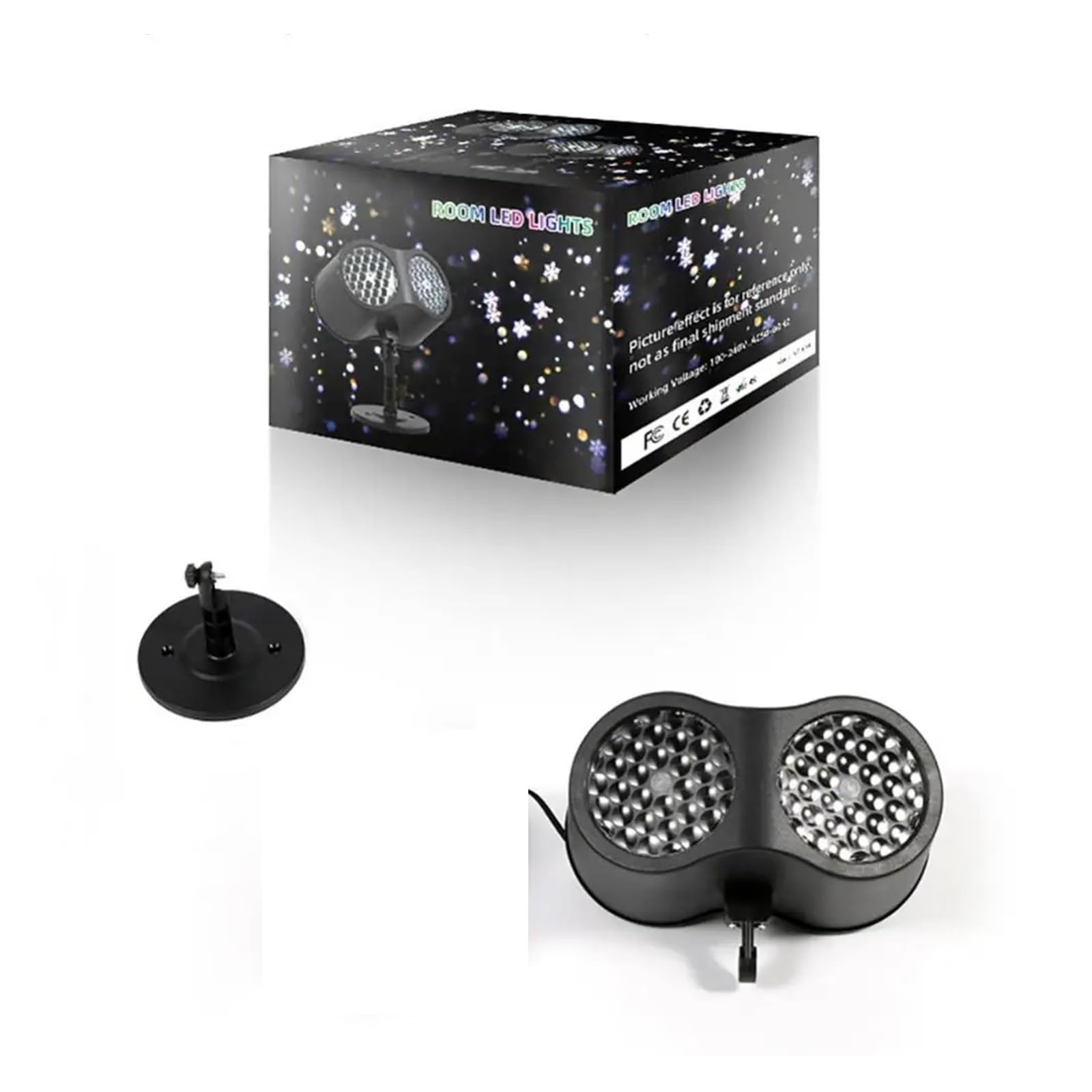 Projecteur d'Halloween, Projecteur de flocon de neige LED à Double Tube, Projection de noël, lampe d'extérieur étanche, projecteur de neige for fête de vacances(A)