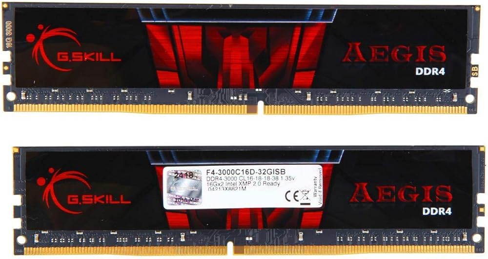 G.Skill Aegis, 32GB (2 x 16GB) DDR4-3000MHz CL16 Dual Channel Desktop Memory thumbnail 2