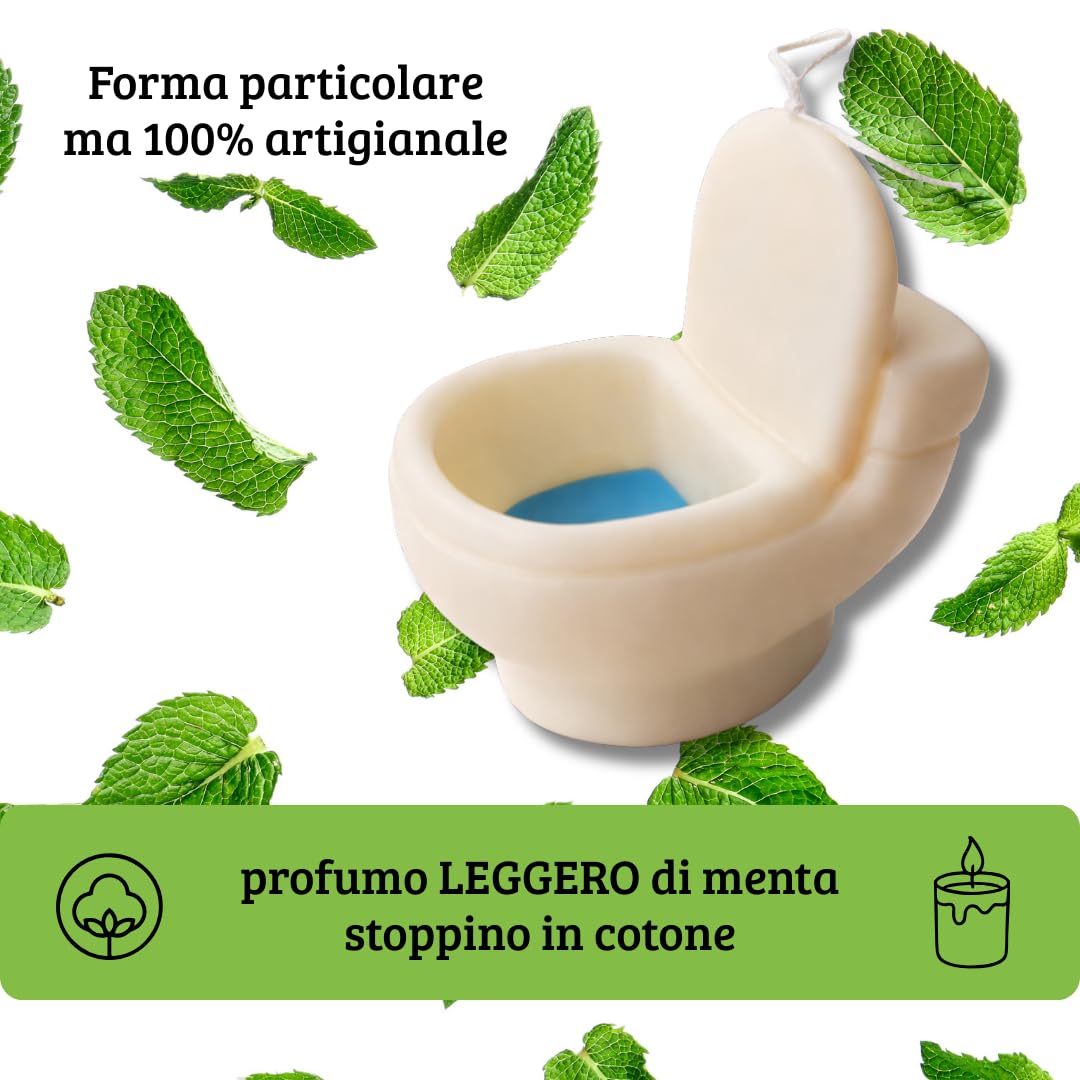 ARIA NOBILE Candela Scultura WC Design Pop Art Lignum Supreme - Cera di Soia Profumata alla Menta - Regalo Divertente e Lussuoso per Arredo Bagno e Casa - Decorazione Ironica Moderno