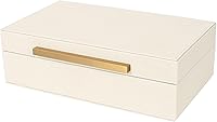 XIGEXIGE Beige Shagreen Faux Leather Decorative Box with Lid - Jewelry Organizer & Keepsake Storage for Modern Home Decor