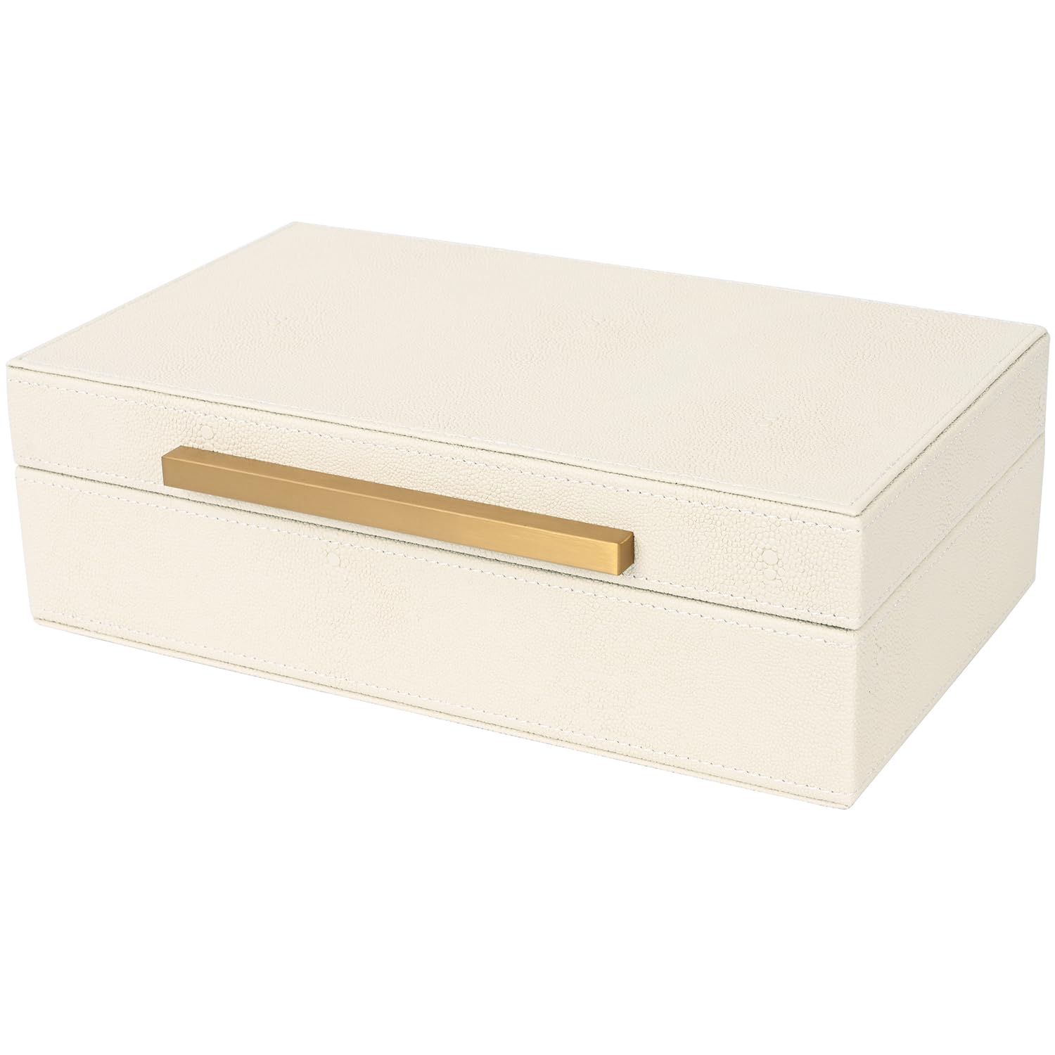 XIGEXIGE Beige Shagreen box Faux Leather Decorative Boxes,Keepsake And Memory Storage Decorative Boxes with Lids for Modern Home Decor Jewelry Box Organizer