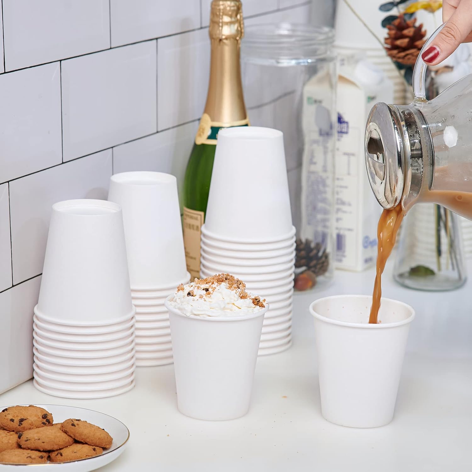 LITOPAK 270 Pack 10 oz Disposable Paper Coffee Cup, Drinking Cups for Water, White Paper Hot Coffee Cups, Suitable for Party, Picnic, Travel, and Events - Image 4