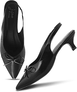 JM LOOKS Low Kitten Heels Women's Pumps Pointed Closed Toe Slingback Elegant Wedding Pumps Heel