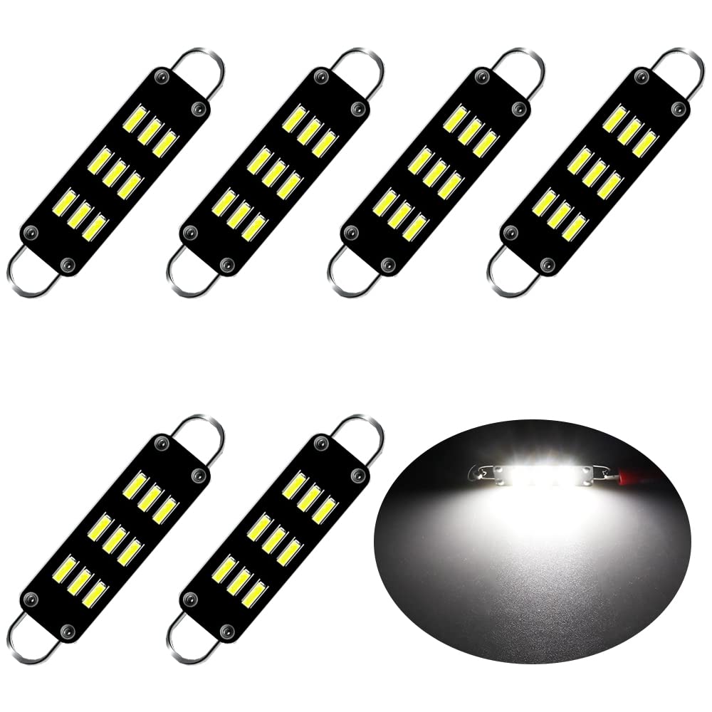 ALOPEE 6-Pack 44mm C5w Festoon Led Bulbs White Non-Polarity 3014 9 SMD 12V Rigid Loop Interior Light for 561 562 567 564 RL4410 Led bulbs