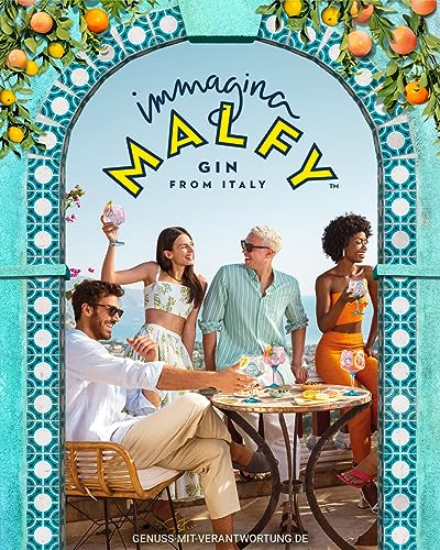 Malfy Gin Mini Tasting Set, Italian Gin Probierset mit Originale, Rosa, con Arancia & con Limone, Geschenk-Box mit vier Miniatur-Flaschen, 4 x 50ml