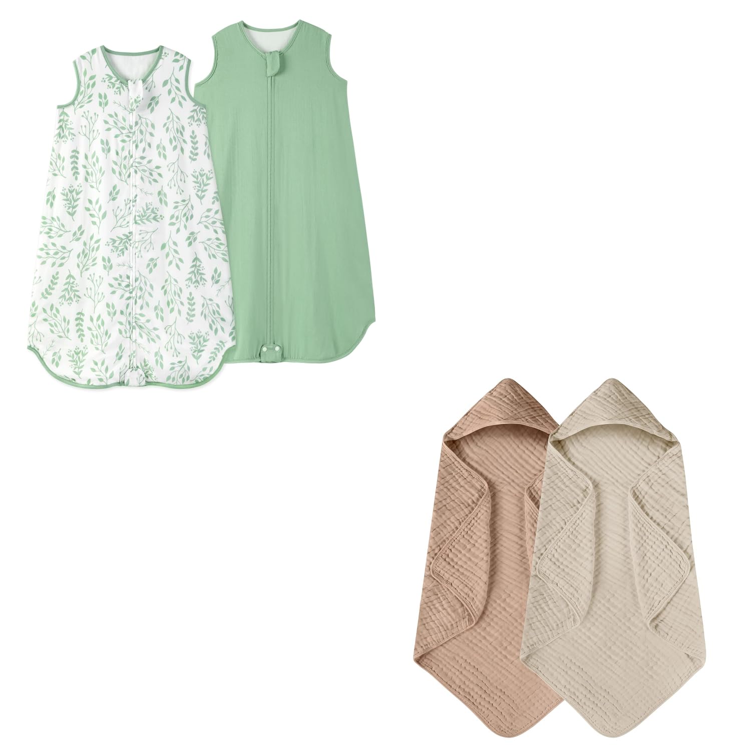 Yoofoss Hooded Baby Towels for Newborn 2 Pack 100 Muslin