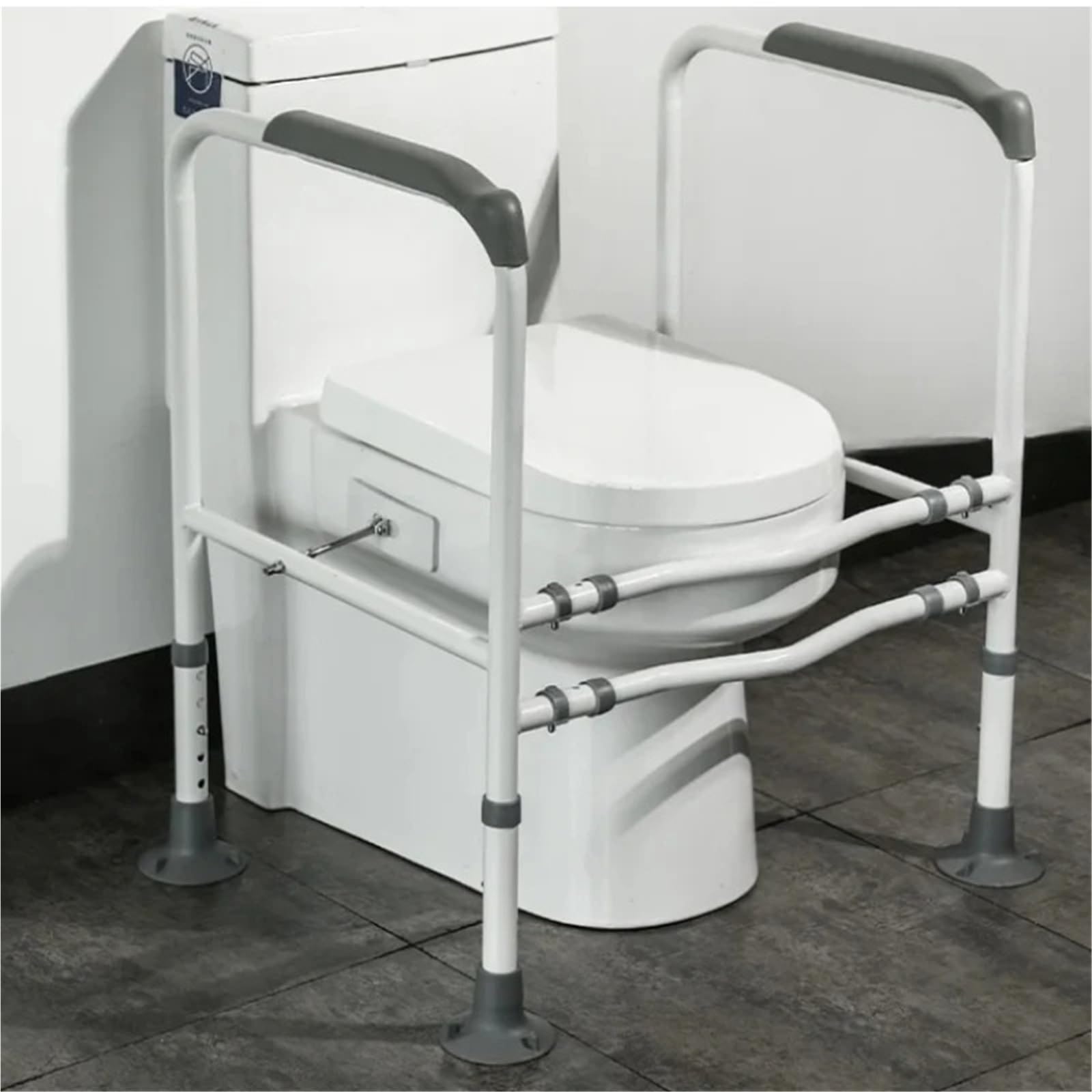 Apoyabrazos de Inodoro con Marco, pasamanos Auxiliar para Inodoro de Personas Mayores,apoyabrazos de Seguridad para Inodoro, apoyabrazos de baño(Black)