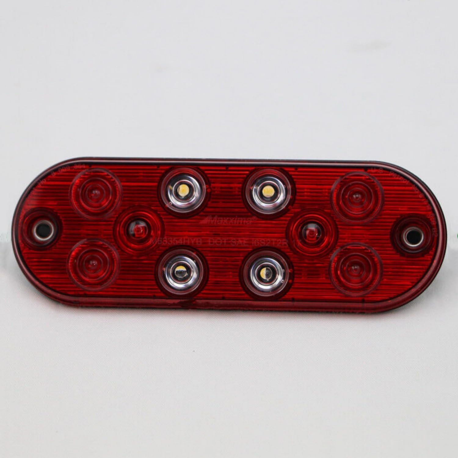 M63354-HYB Red & White Low Profile 6" Oval Grommet Mount Stop Tail Turn Back Up LED Light