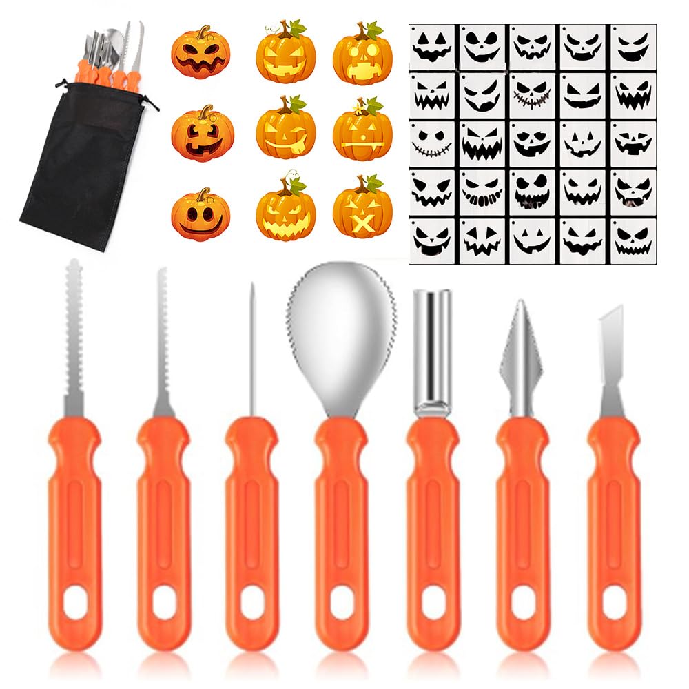 Kit Sculpture Citrouille Halloween Decoration 7Pcs Pumpkin Carving