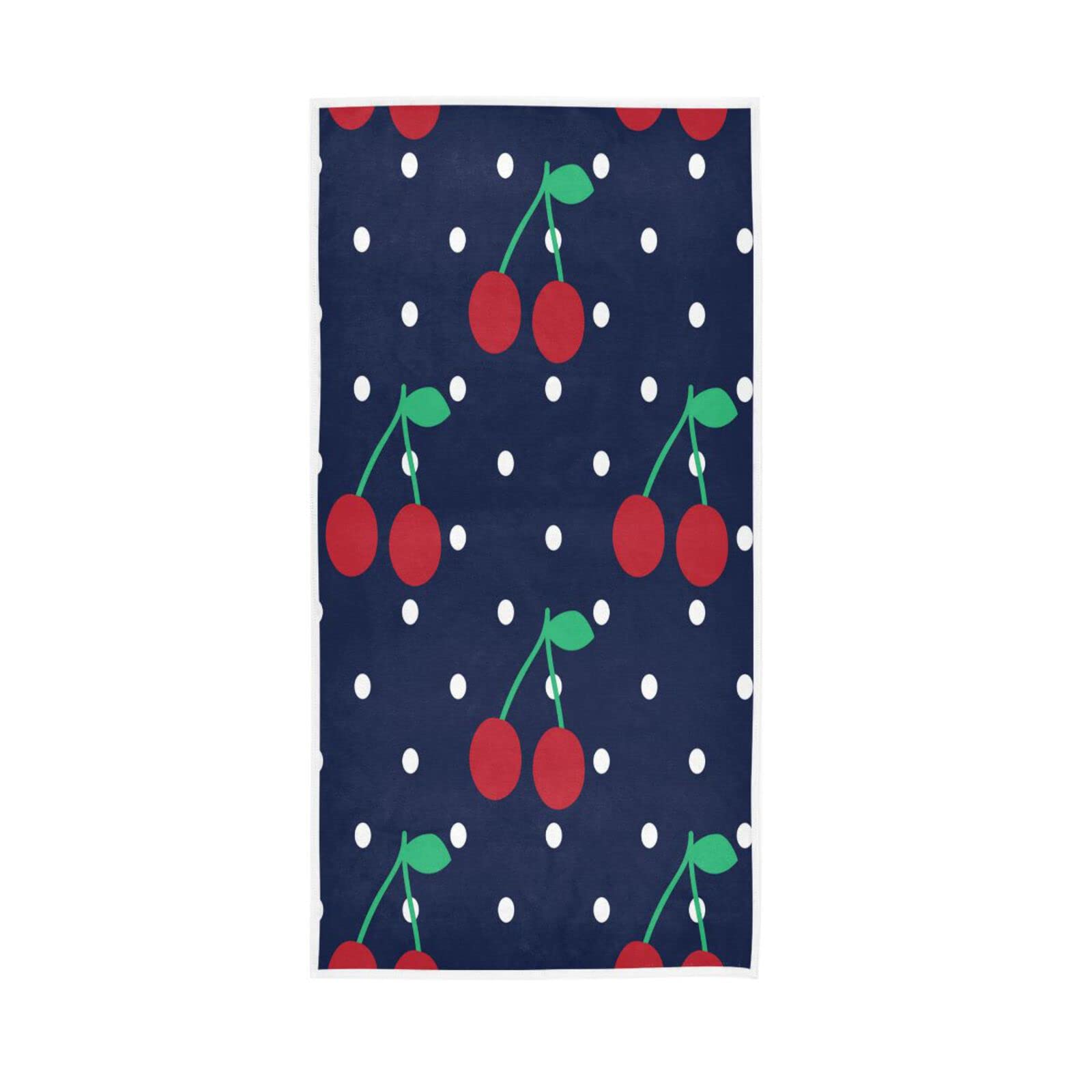 LSRCPD Hand Towels Cherry Polka Dot Decor Fingertip Soft Face Towel Absorbent Bathroom Kitchen Towels