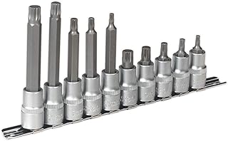 Sealey AK6215 10 Piece 1/2-inch Sq Drive Spline Socket Bit Set, Silver