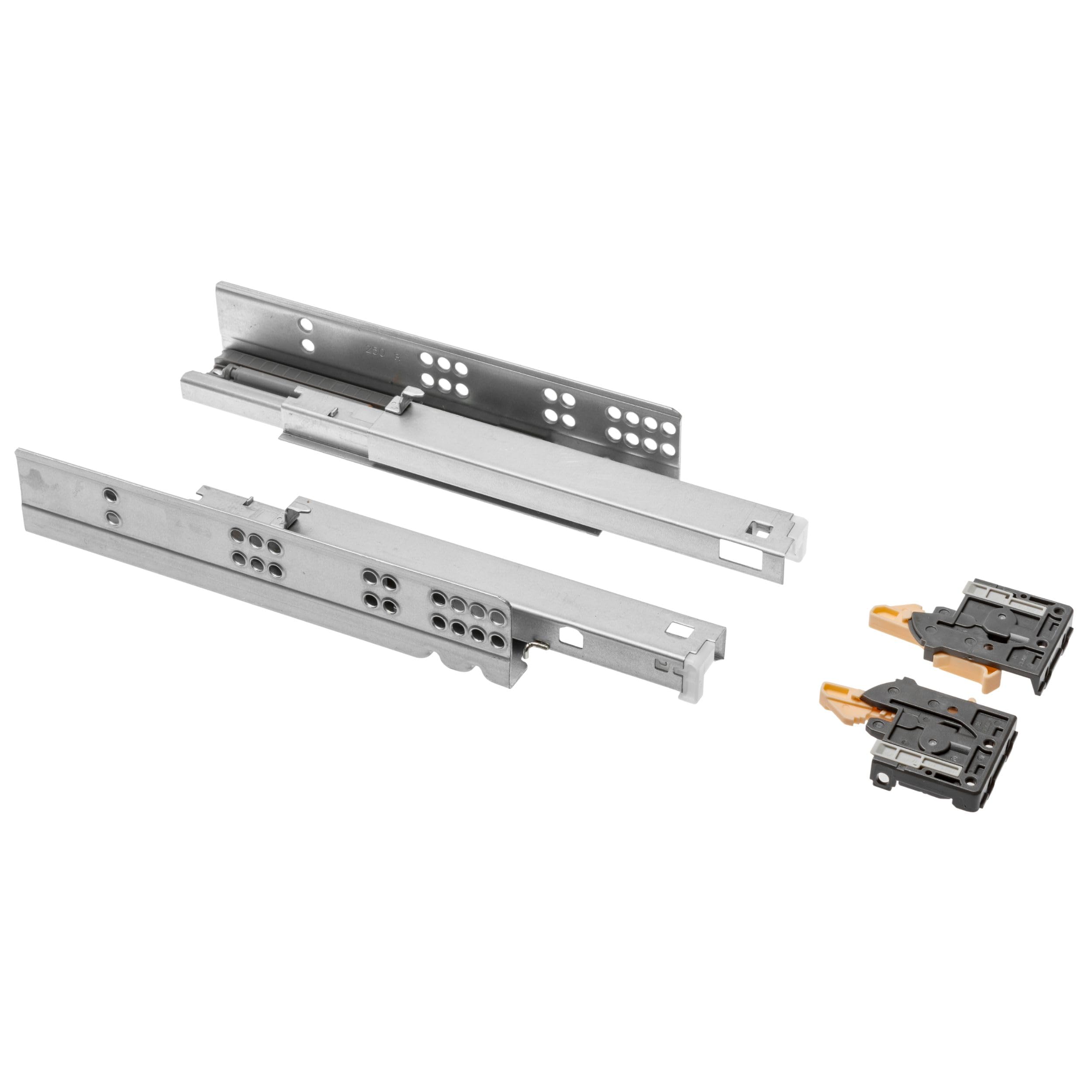 GTV - Underfloor Guides 1 Pair Drawer Slides with Soft Close System - Self-Closing Drawer Runners - Modern Slide with Damping, Full Extension, 270 mm, Maximum Load 35 kg