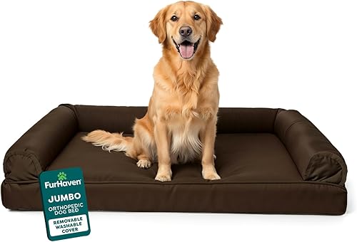 Miniatura 37 de Furhaven Pet – Sofá de felpa ortopédica para perro, cama con forma de L, tumbona ergonómica con contorno de cuna, cama para perros y gatos, varios
