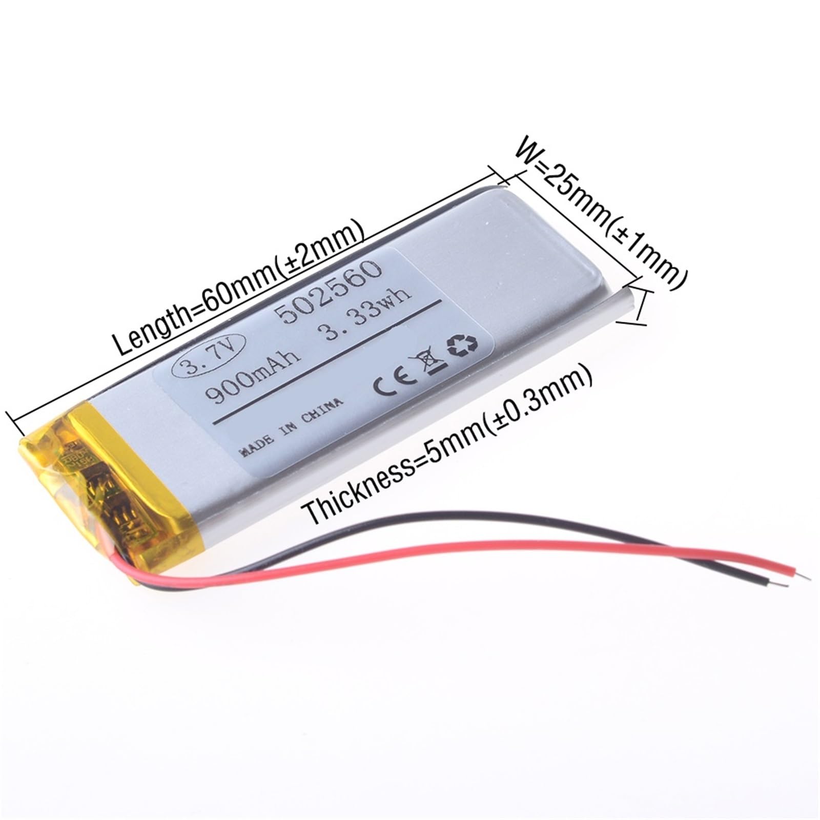 502560 3,7 V 900 mAh, 1/10 pièces(1pcs)