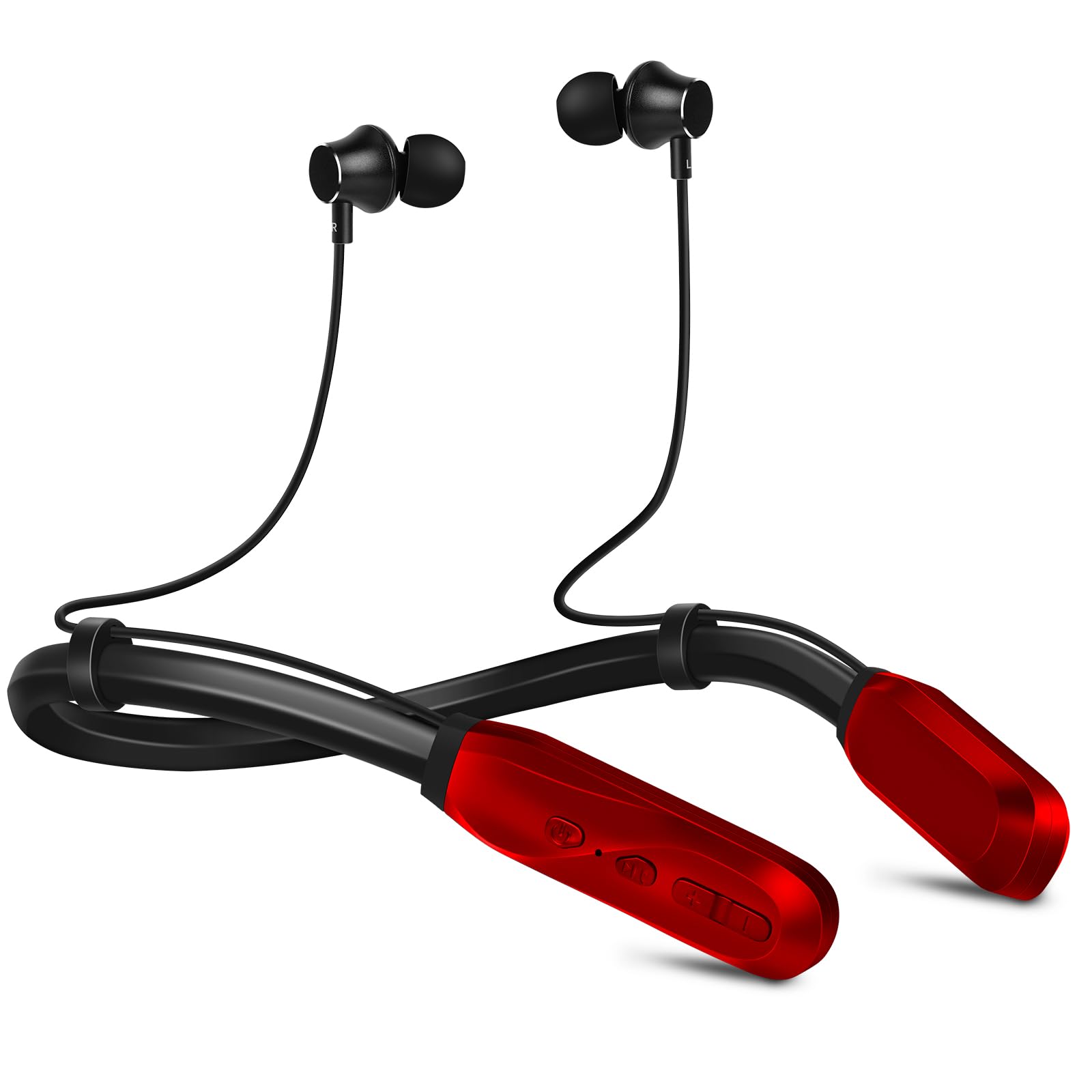 Lecefty Neckband Bluetooth Headphones, 120H Extra Long Playtime Wireless Stereo Neckband Earbuds with Microphone, Waterproof Balanced Armature Drivers in Ear Headset for Sports/Workout (Dark Red)
