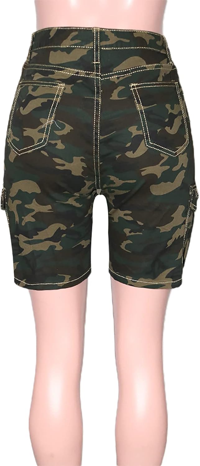 Voghtic Womens Camo Cargo Shorts High Waisted Casual Trendy Summer Army Fatigue Short Jeans Loose Fit Workout Short Pants