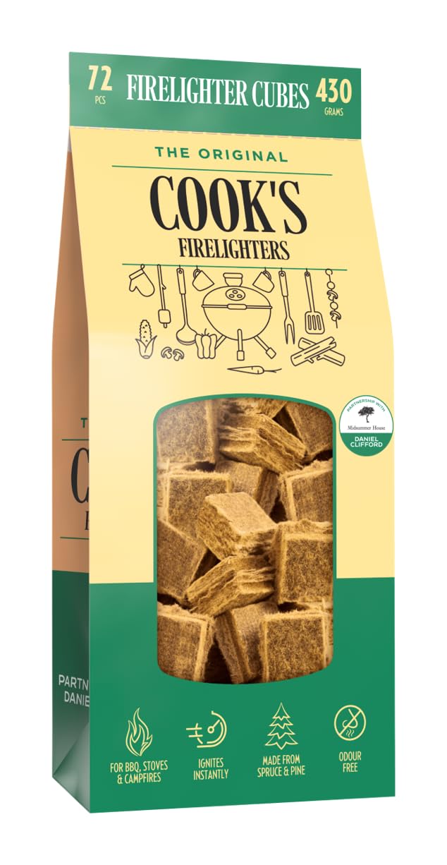 Cook's Cubes Natural Fire Starter for Barbecue Charcoal and Briquettes, Odourless, Fast Ignition, Clean Handling, 72 Pieces