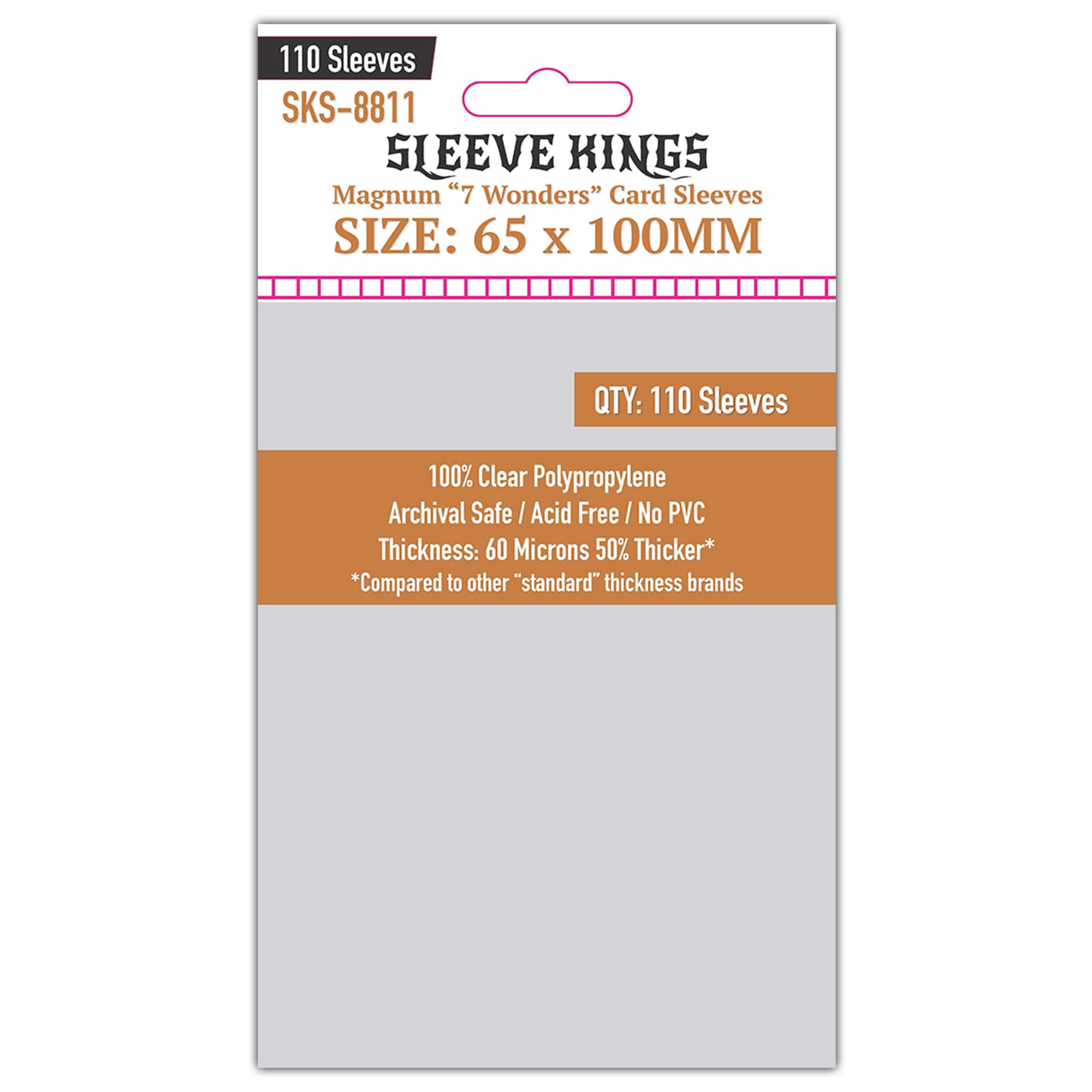 Sleeve Kings Standard Card Sleeves, 110-Count Clear Trading Card Protectors, 60 Micron Thickness, Acid-Free Penny Sleeves, 2.5 x 3.5 in for TCG, Sports Cards & Board Games