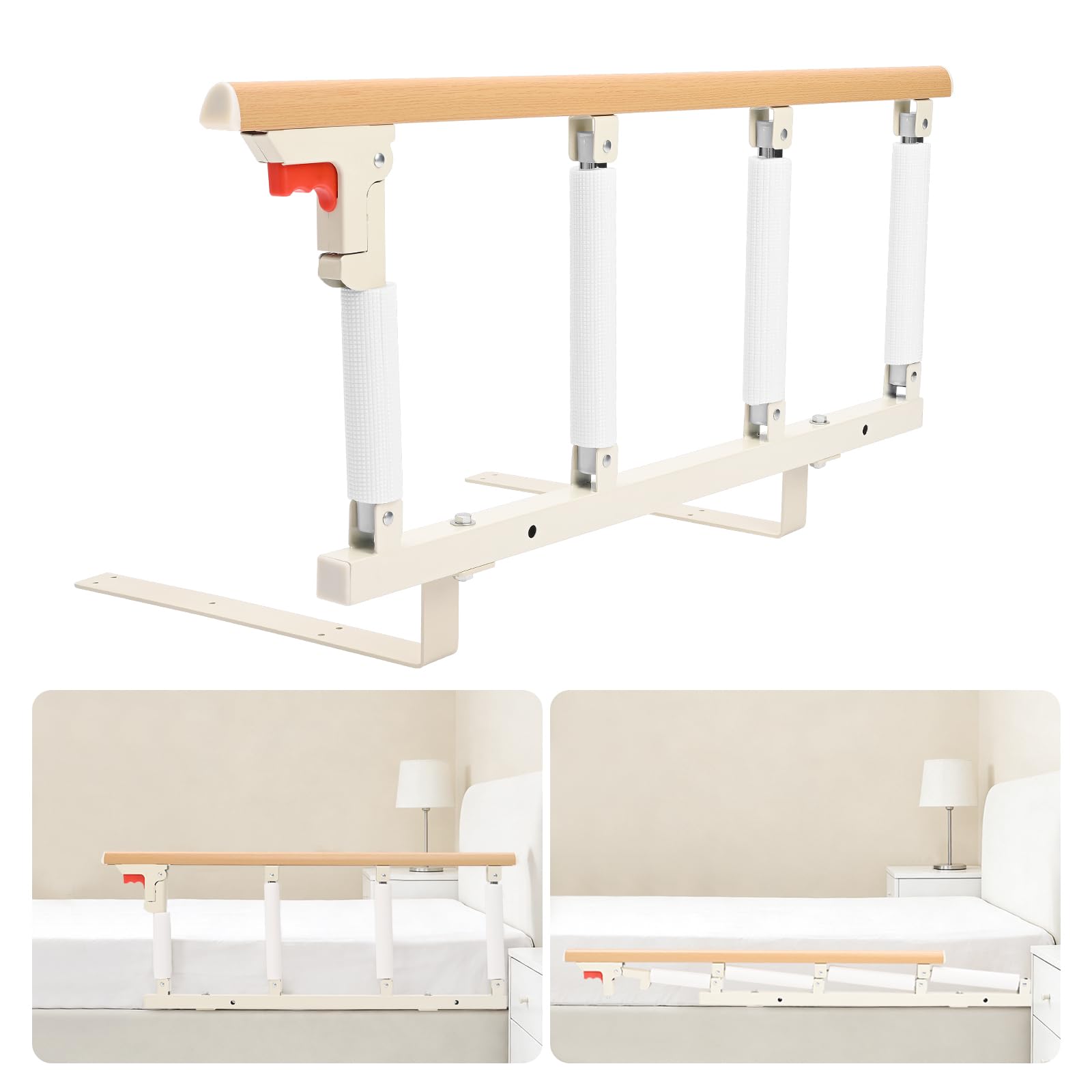 Sponda Letto Sponde per Letto per Anziani Sicurezza per Adulti Griglia per Letto Pieghevole Protezione Anticaduta per Maniglie di Sicurezza Fit King, Queen, Full, Twin