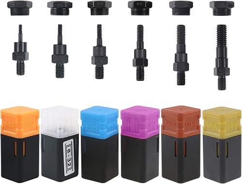 Hilitchi Surtido de 6 piezas SAE Remache Tuerca Mandril y Pieza de Nariz Remachadora Punta de Repuesto 6-32 8-32 10-24 14-20 516-18 38-16