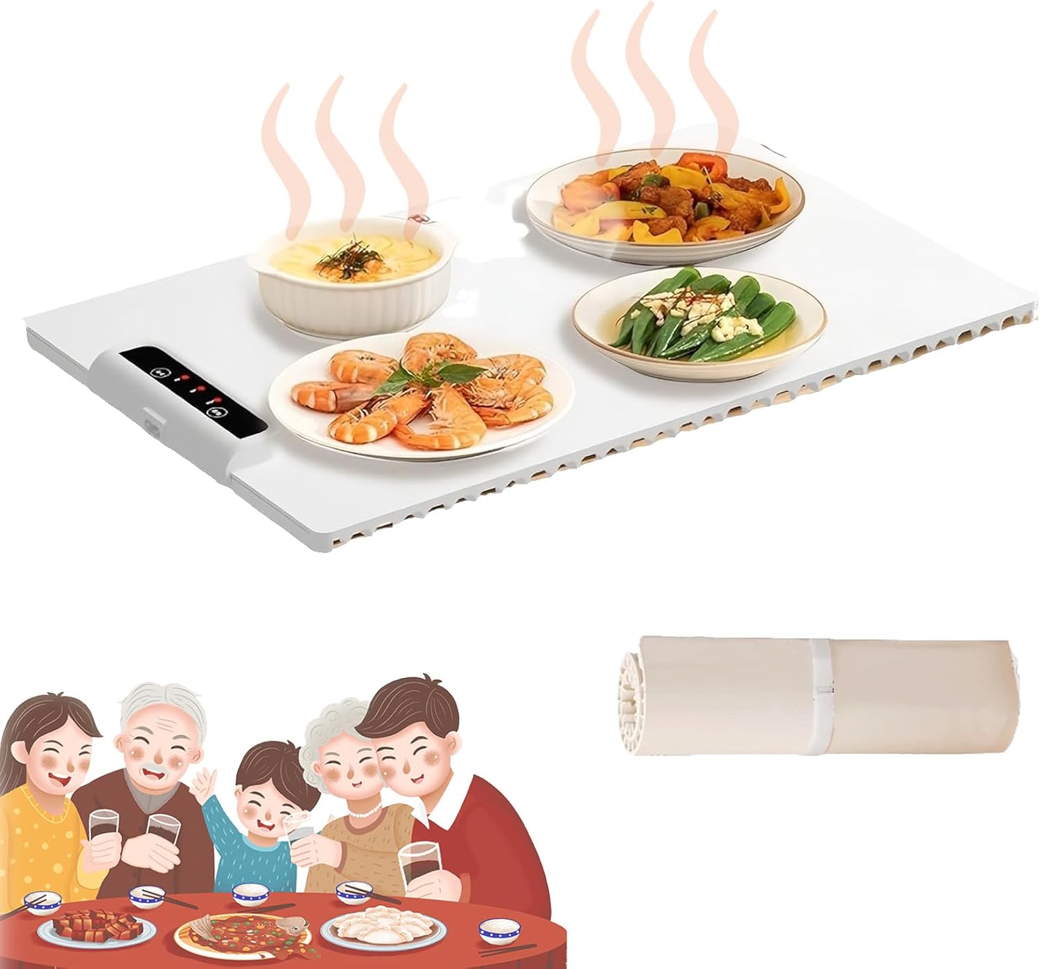 Electric Warming Tray with Adjustable Temperature, Portable