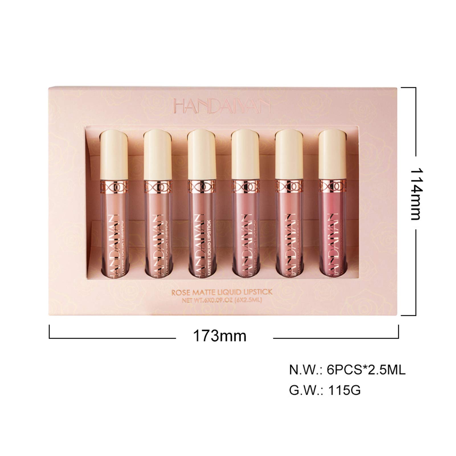 Juego de 6 lápices labiales líquidos mate nude, impermeables, de larga duración, antiadherentes, lápiz labial nude, 24 horas, no se decolora, brillo de labios profesional, maquillaje 8