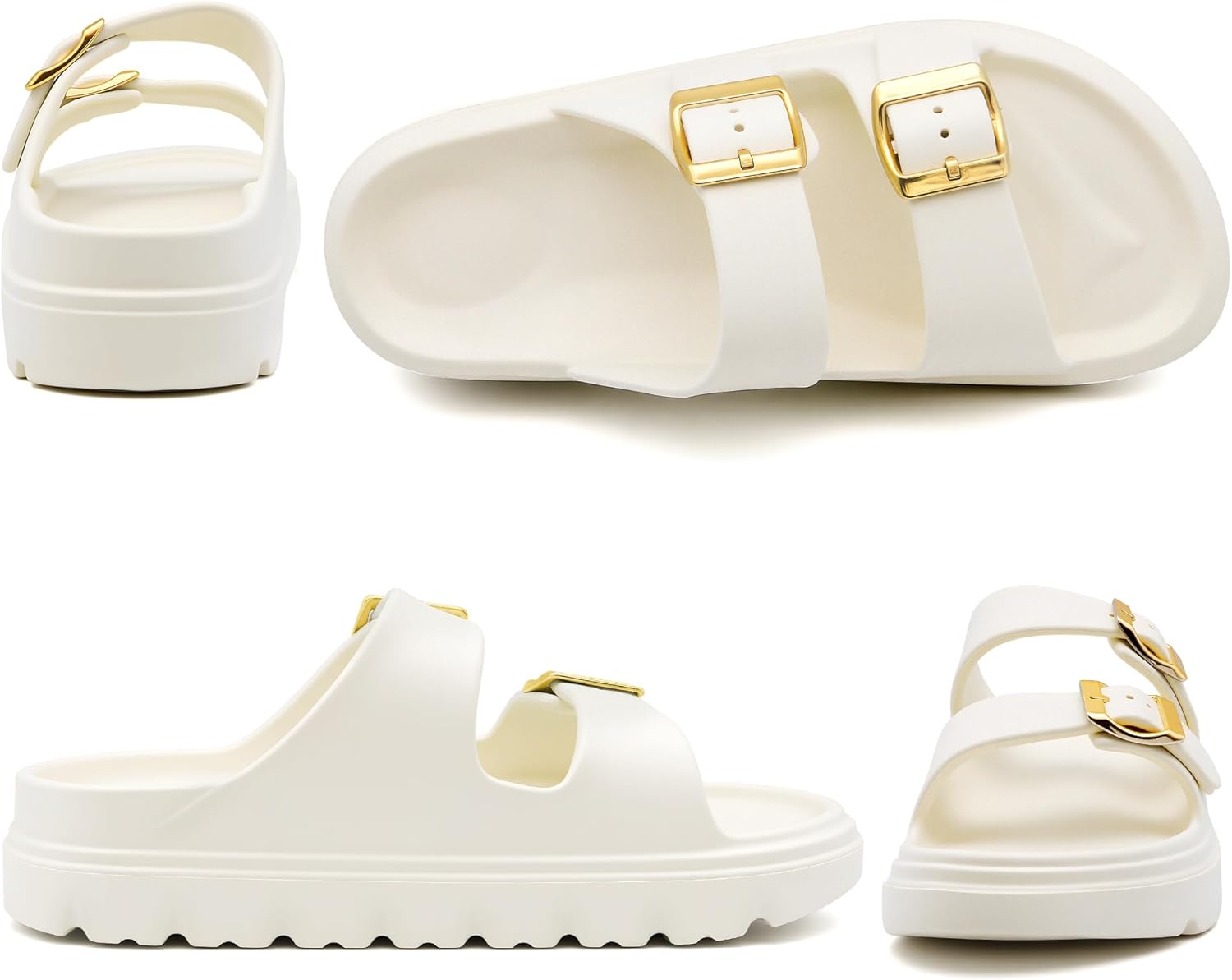 Women's Adjustable Double Strap Orthopedic Sandals - Waterproof High-Resilience EVA Platform Slides with Arch Support, Non Slip Recovery Slippers for Beach Pool Outdoor - Image 4